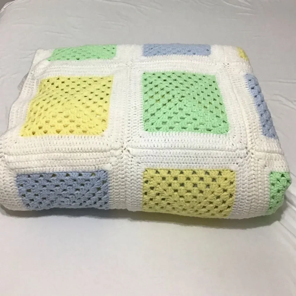 Hand Crafted Crochet Granny Squares Style Quilt